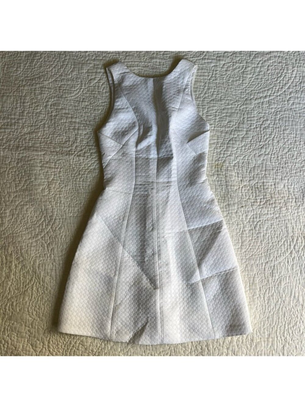 Armani Exchange Cream Textured A-Line Mini Dress